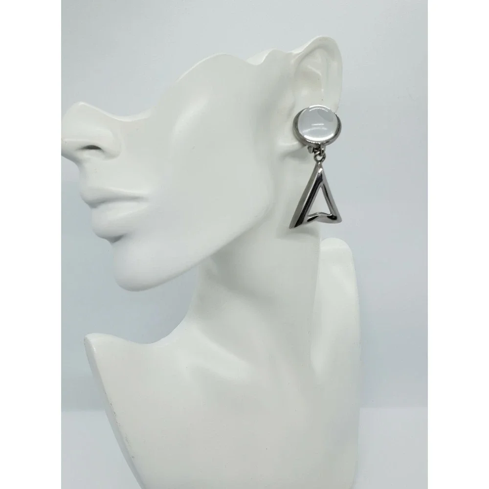 Vintage Bead Cluster Dangled Drop Clip On Signed GJD Silver Tone 2.5